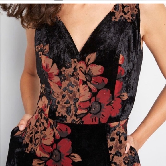 NOT FOR SALE ModCloth X Collectif Velvet Floral High Low Dress - Picture 2 of 12